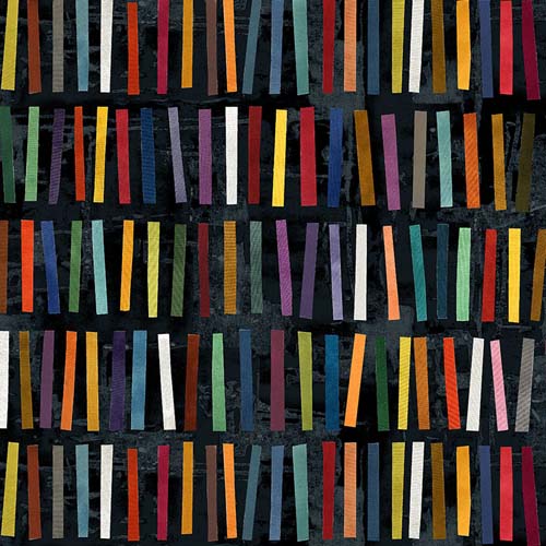 Marble Run - Stick Stacks -Ink Black - colored sticks on black by Marcia Derse