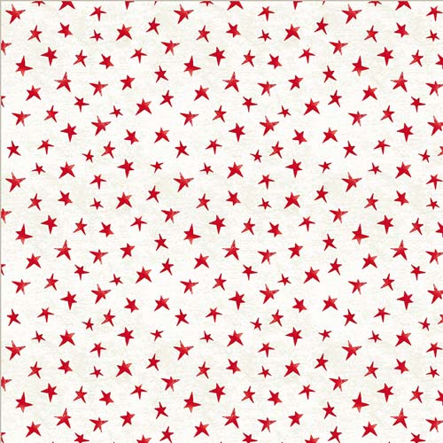 A Very Terri Christmas - Christmas Star - Ivory - red stars on cream