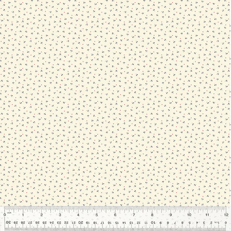 Sable & Scarlet - Fine Petals- Cream - black ditsy & red dots on cream
