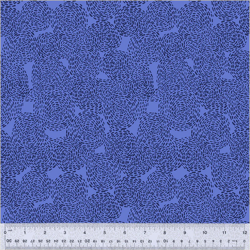 Carousel - Candy Clouds - Lapis - dark blue dotted concentric circles on blue