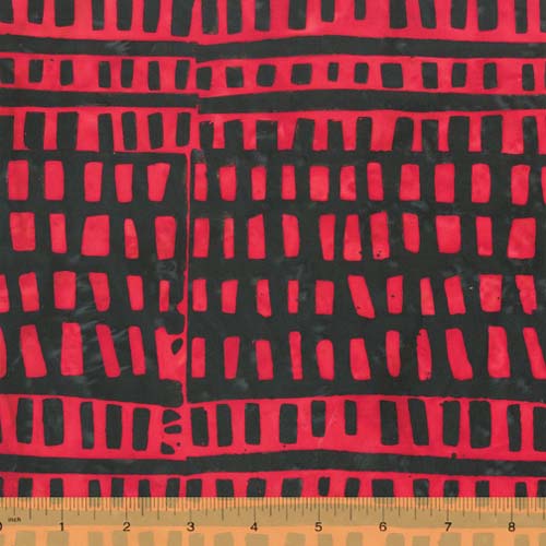 Here: There Batik - Leaning Tower - Twizzler - red and black squares