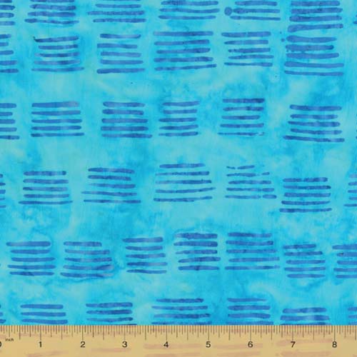 Here: There Batik - Pick up sticks - Tropical - lavender lines on turquoise