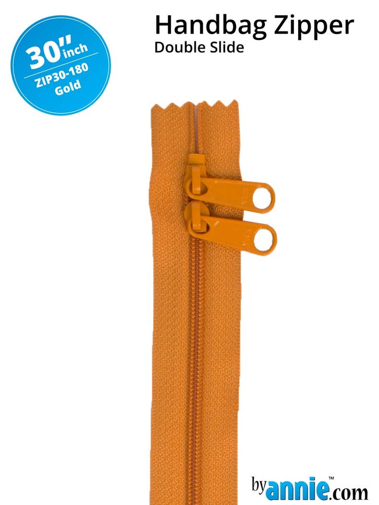30 in Double Slide Handbag Zipper - Gold -byAnnie.com