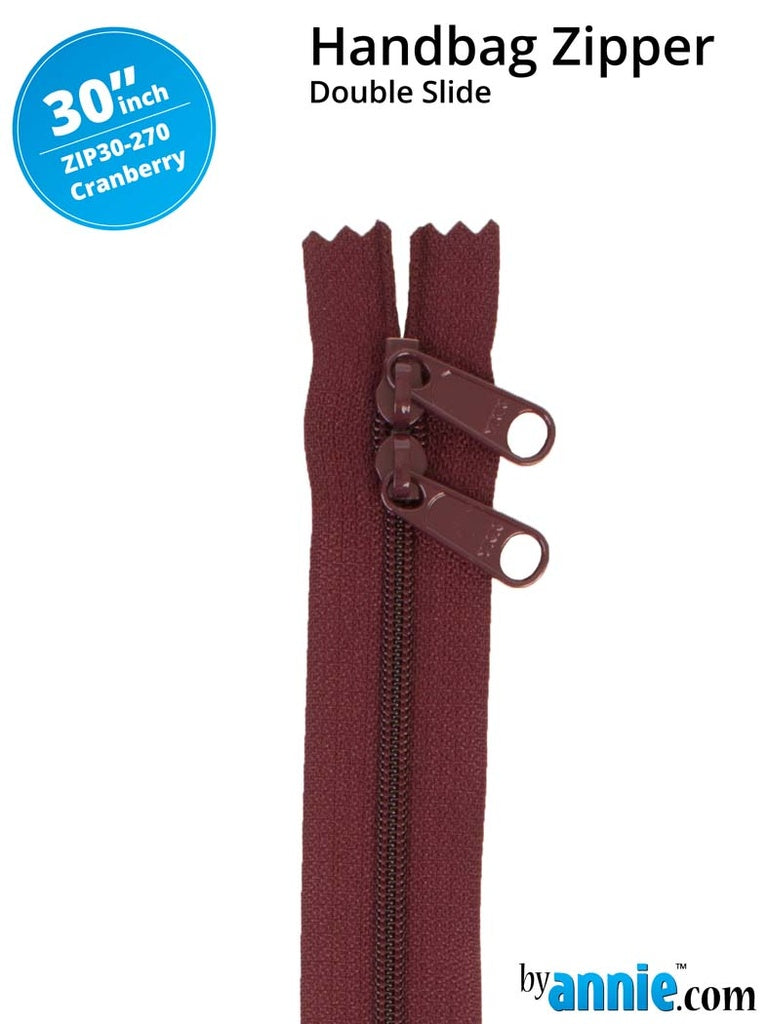 30 in Double Slide Handbag Zipper - Cranberry -byAnnie.com