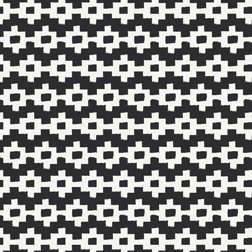 Capsules - Pacha - Etched Pathways, white geometric print on black