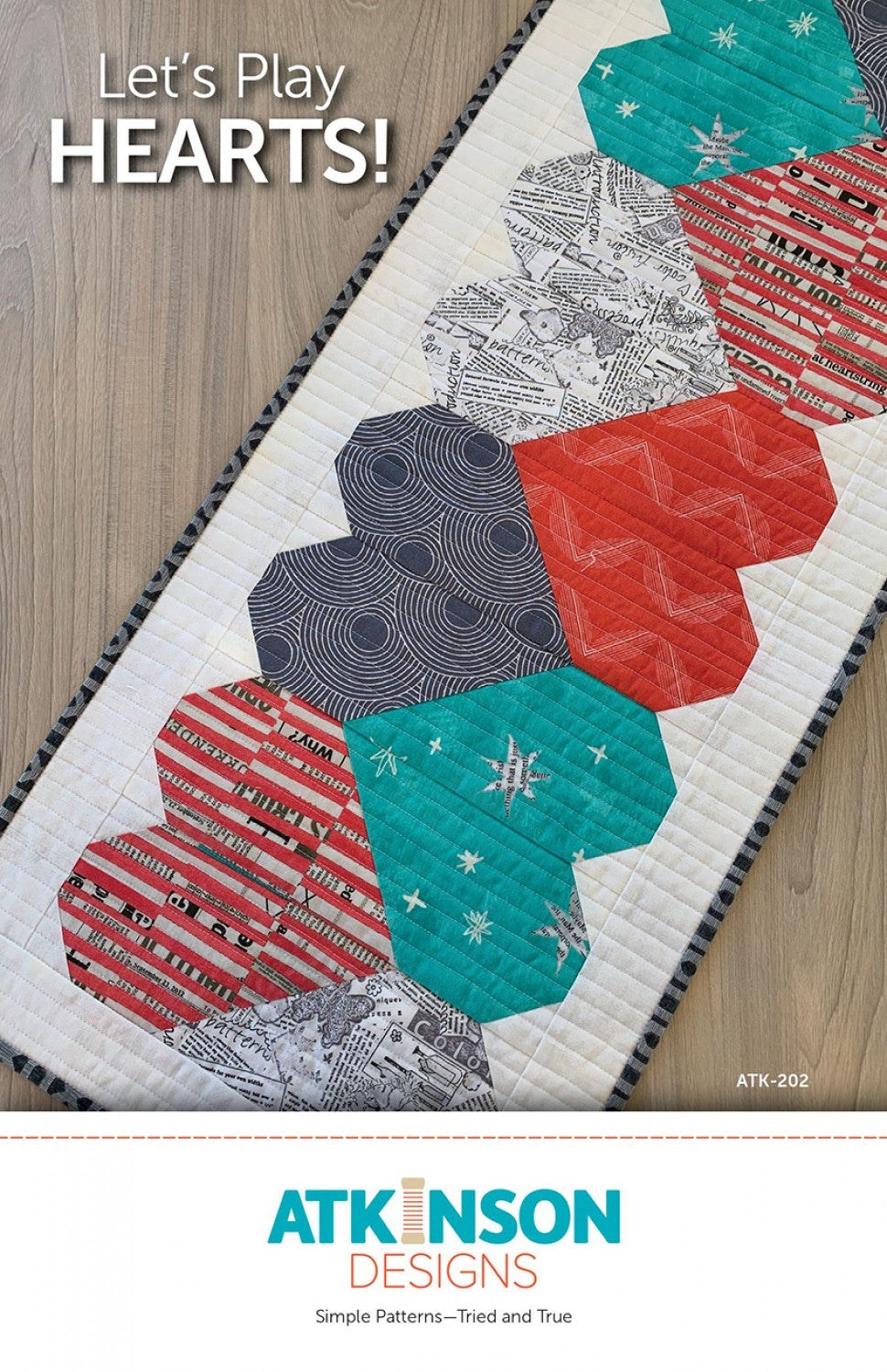 Let's Play Hearts - 14 x 38 Heart Table Runner by Atkinson Designs