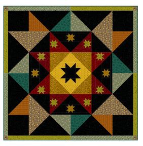 Autumn Farmhouse 64 sq quilt kit, Kim Diehl Evening Star ptn + fabrics  included