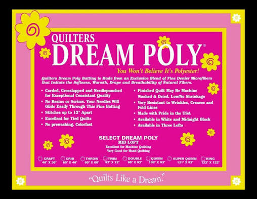 Quilters Dream Poly Select - Queen - BLACK batting 108 x 93