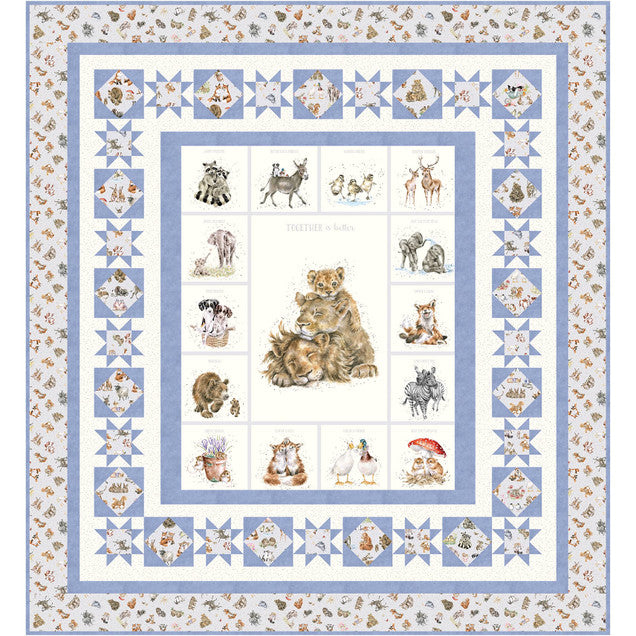 Together is Better Enchanted Squares BLUE Quilt Kit - 70 x 76