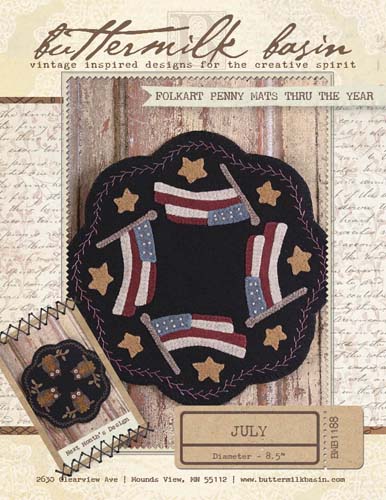 Folkart Penny Mats thru the Year - July, Flags by Buttermilk Basin