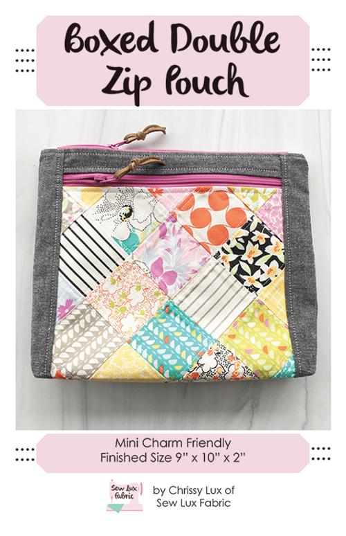 Boxed Double Zip Pouch- 9x10 zipper bag  by Chrissy Lux of Sew Lux Fabric