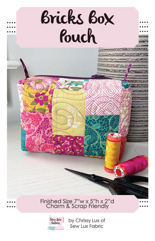 Bricks Box Pouch -7x5x2 by Chrissy Lux of Sew Lux Fabric