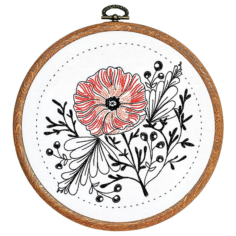 DIY Embroidery Kit- Poppy Power by Cozyblue-Includes Hoop, Needle, Preprin