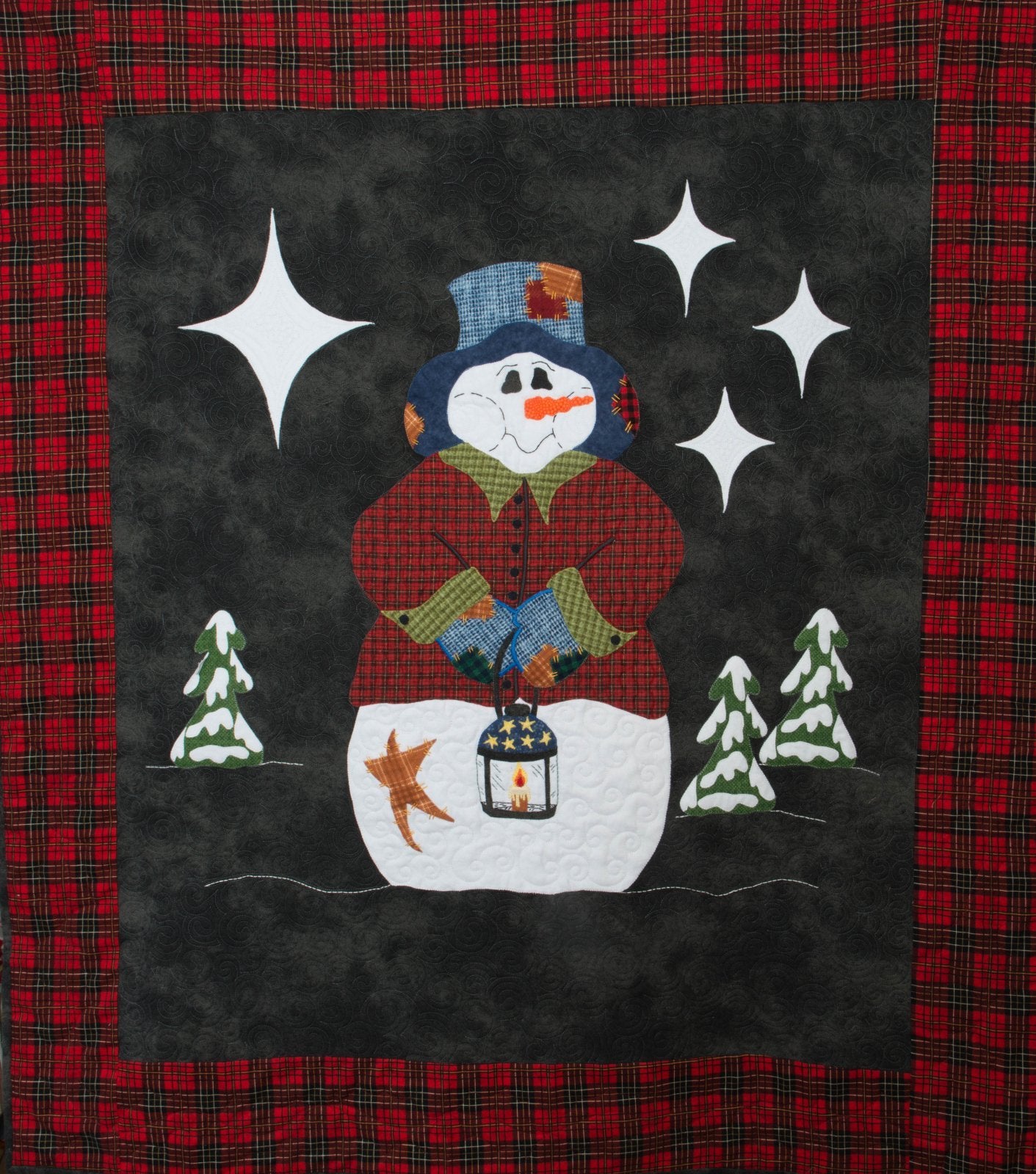 A Frosty Night - Lg Snowman Quilt 2 versions approx 47 x 57 or 45 x 51 inches