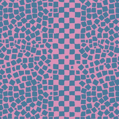 Chips - Fog - Teal Square Chips on pink - Feb 2021 - Kaffe Fassett Coll.