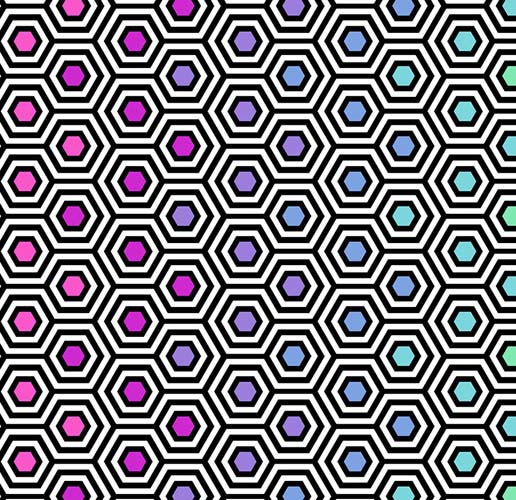 108" Wide Back - Tula's True Colors - Ink - Rainbow Hexies