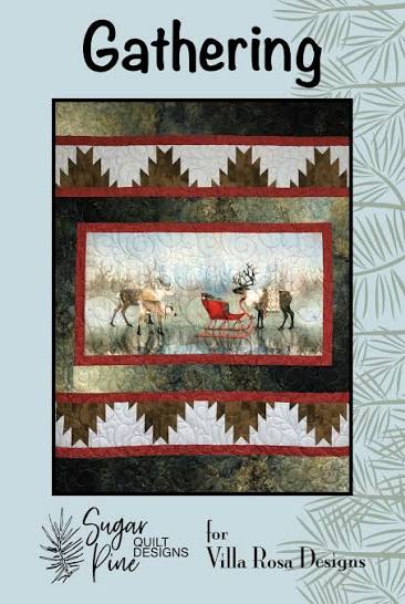 Gathering - 48x60 - uses Panel - Sugar Pine Quilt Designs For Villa Rosa Designs