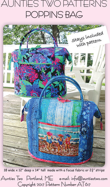 Giant Poppins Bag - 20 x 24 x12 Aunties Two Pattern