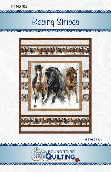 Racing Stripes - 60 x 79 quilt -  uses a panel - by Bound to be Quilting