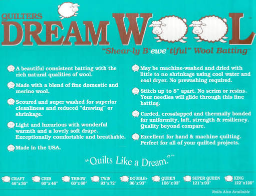 Quilters Dream Wool - Queen - 108 x 93 - Merino & domestic wool