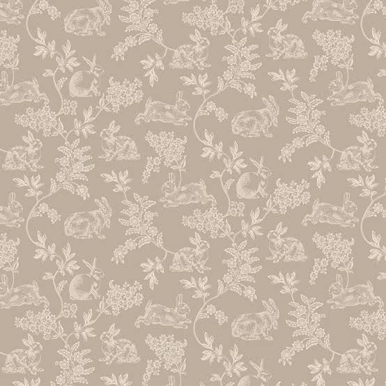 Love Struck - Meadow Toile -  Gray - tone on tone floral w/ bunnies - Kim Diehl