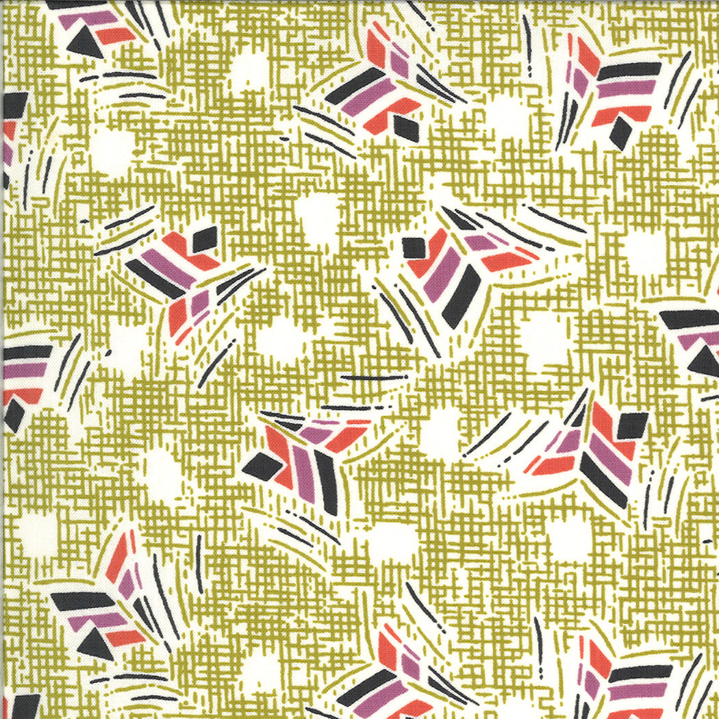 Winkipop - Nara - Kelp - geometric design on Kelp green screen print by Jen King