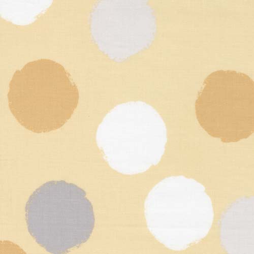 Flannel - D is For Dream - Yellow - Large Polka Dot- gold,white & grey on yellow