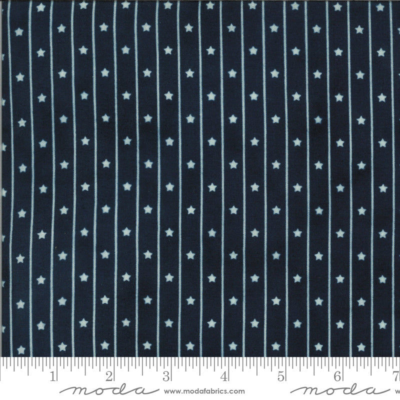 American Gathering - Star row,navy. Cream tiny star and white line on navy