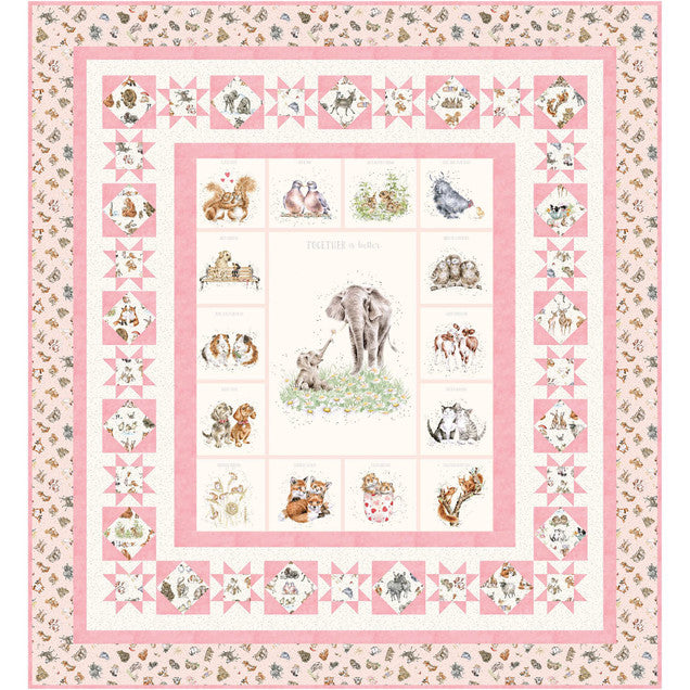 Together is Better Enchanted Squares PINK Quilt Kit - 70 x 76