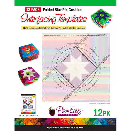 Folded Star Pin Cushion 3pk Interfacing Templates - Plum Easy Patterns by Deborah Miller
