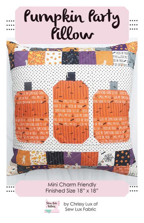 Pumpkin Party Pillow - 18x18  by Chrissy Lux of Sew Lux Fabric