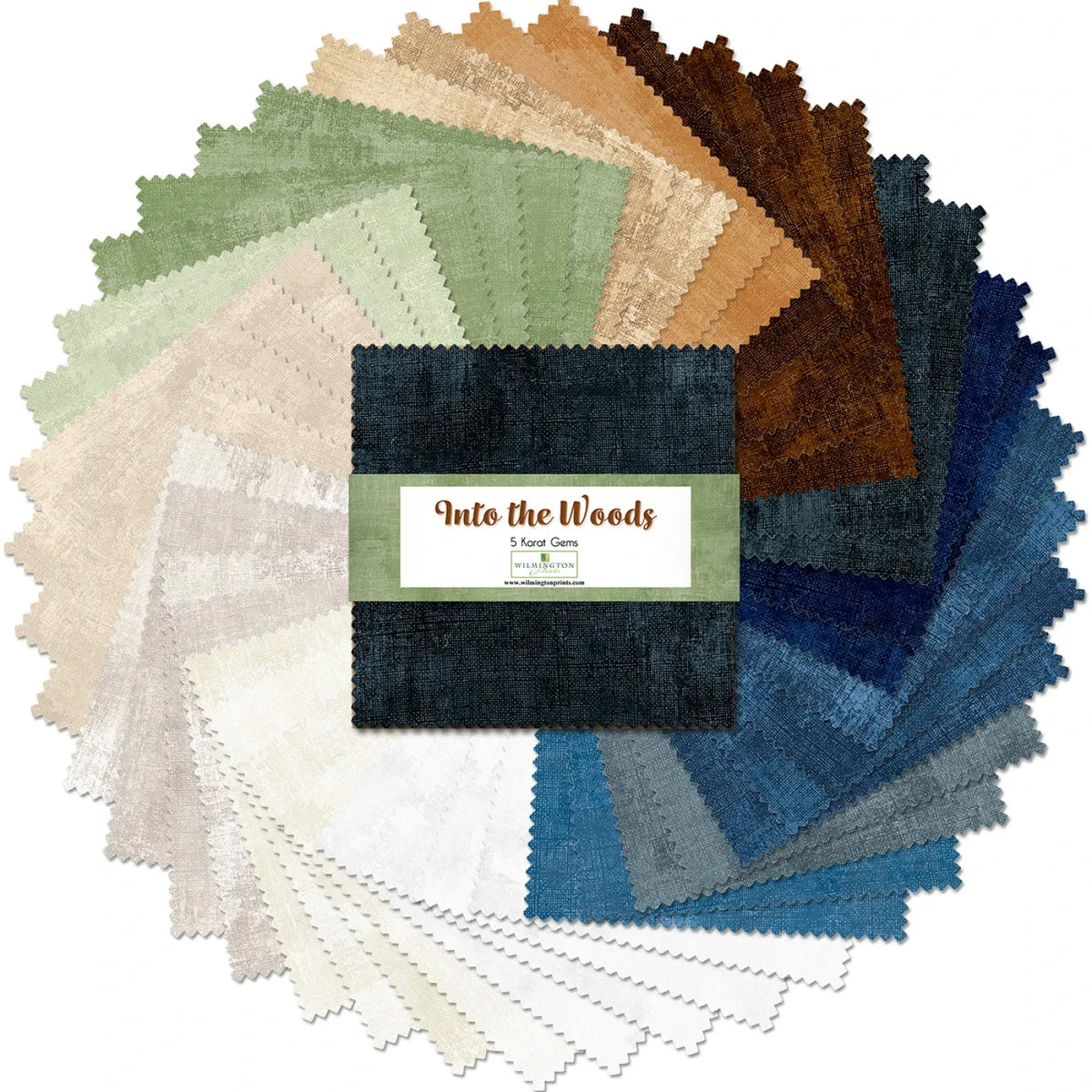 Dry Brush - Into the Woods 5 Karat Gems, 40 5" sqs, blues, creams, greens