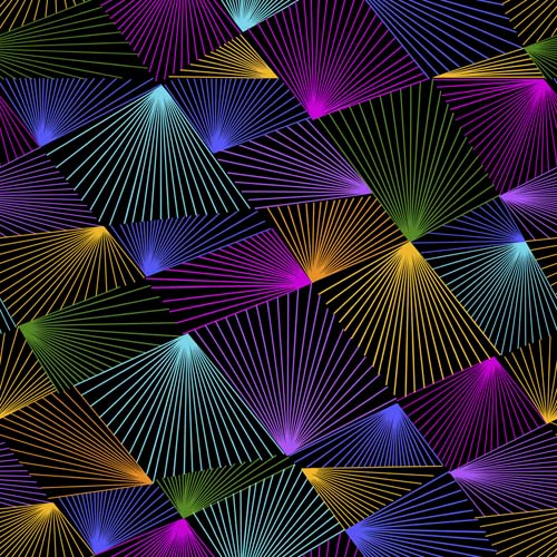 Festival Wide Minky - Prism, bold, bright prisms on black