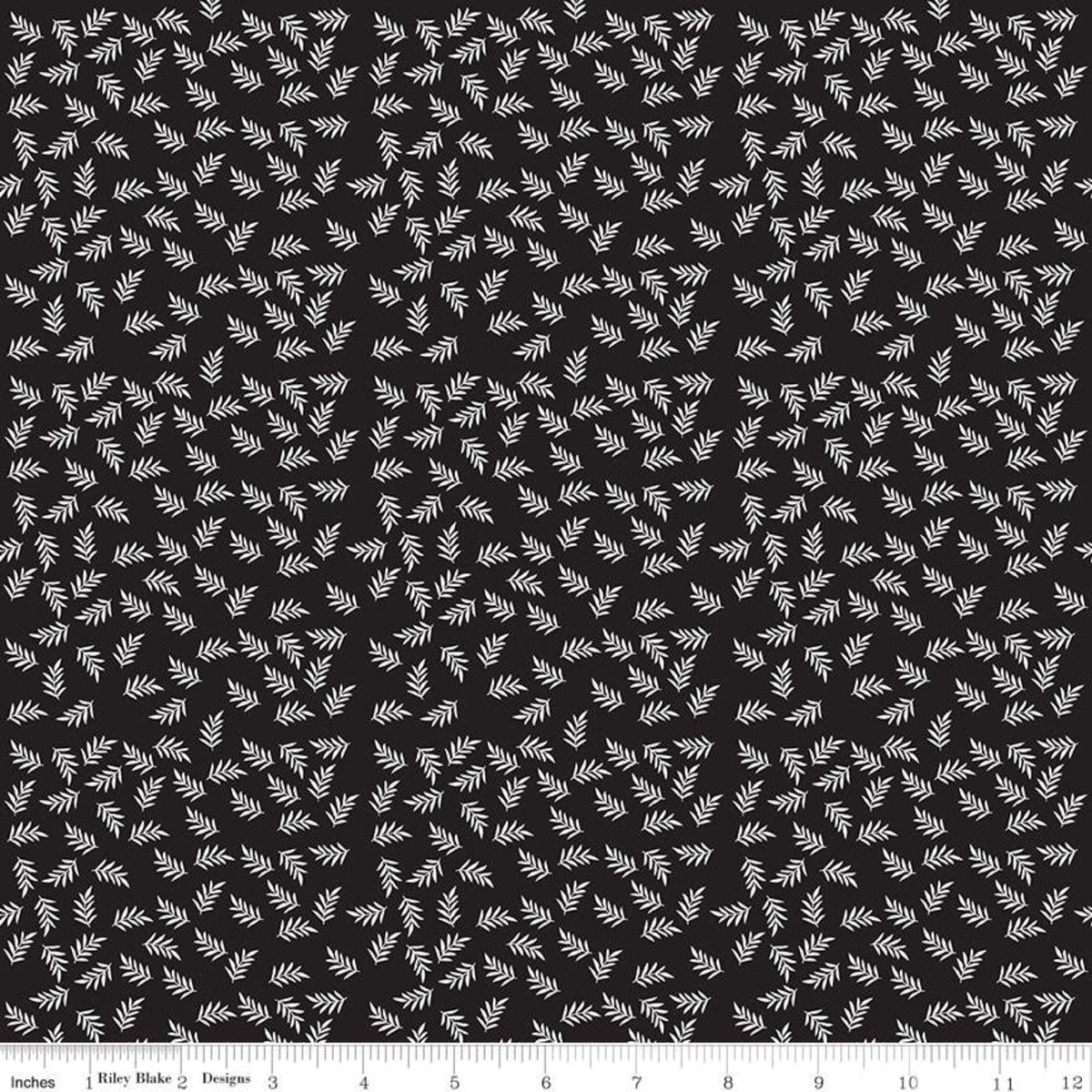 Modern Farmhouse-Fern Leaves-Black-White Fern Leaves on Black