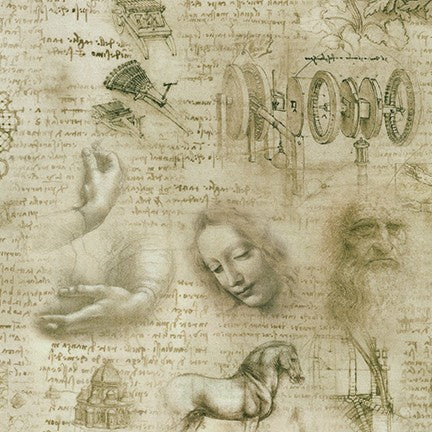 Leonardeo Da Vinci - Antique,collage of sketches and text