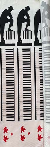 1 Panel My Way Keyboard Sinatra Red Birds Sewnatra My Way Digital Print