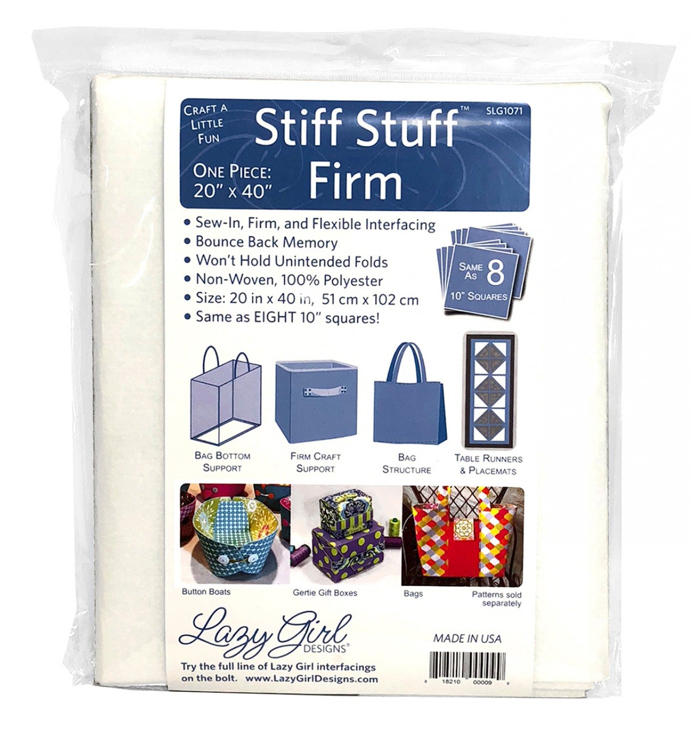 Sew Lazy Stiff Stuff Firm Sew-in Interfacing 20 x 40 in. SLG1071
