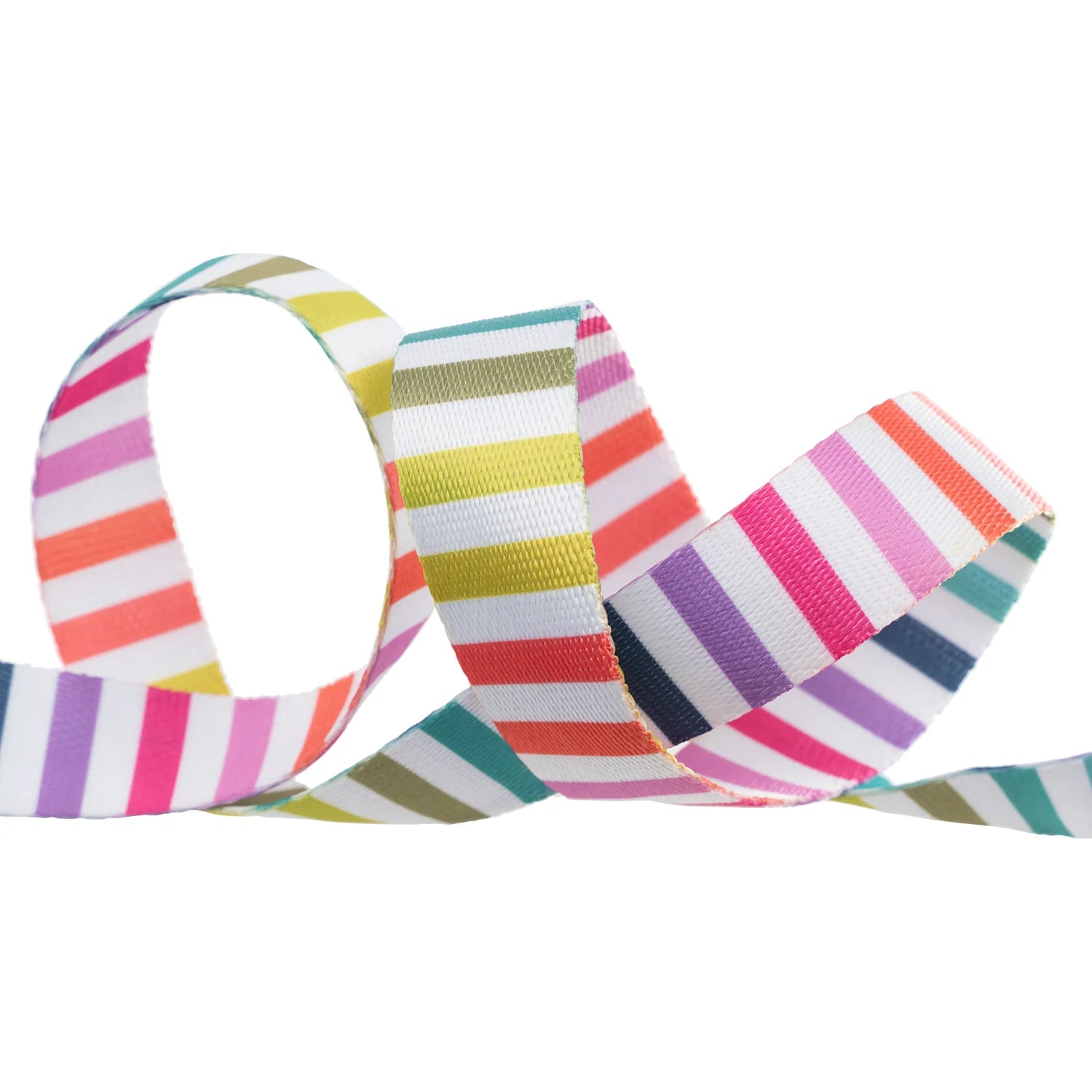 Tula Pink Webbing - Disco Stipe - Rainbow/Mult