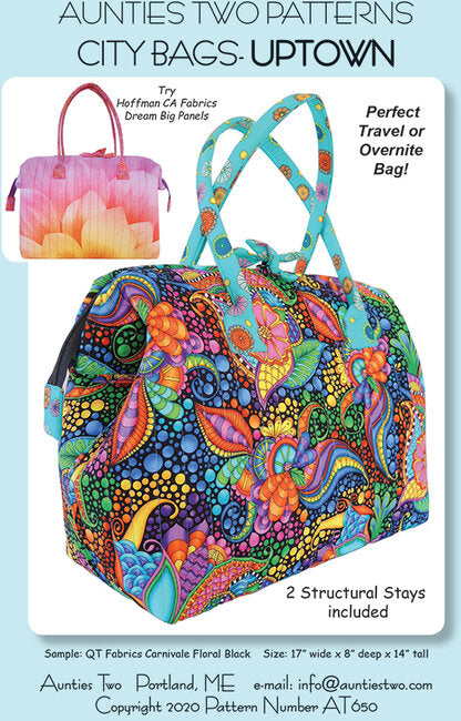 Aunties Two - City Bags - Uptown Bag Pattern includes Two Stays AT650
