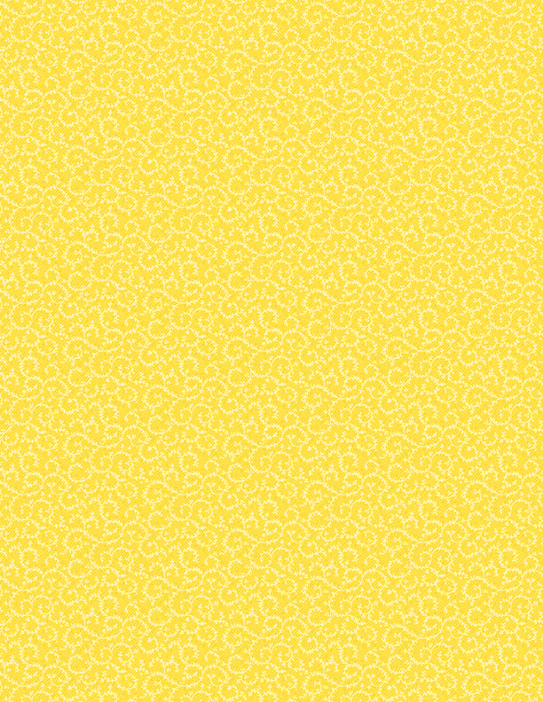 Crescent Swirl - Sunshine Yellow - light yellow swirls on bright yellow