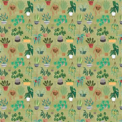 Homebodies - Plants - Olive - plants on light olive green